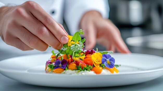 Šéfkuchár pripravuje tanier s jedlom